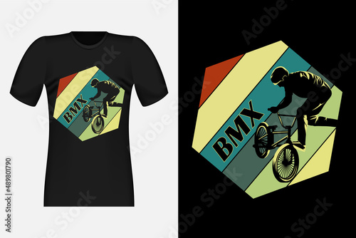 Bicycle Freestyle Silhouette Vintage Retro T-Shirt Design
