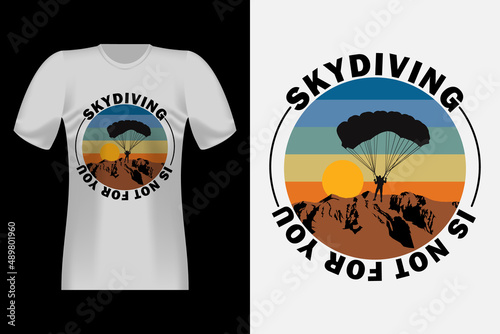 Skydiving With Silhouette Vintage Retro T-Shirt Design