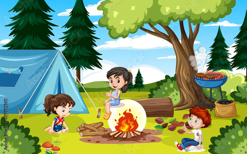 Scene with children in the park