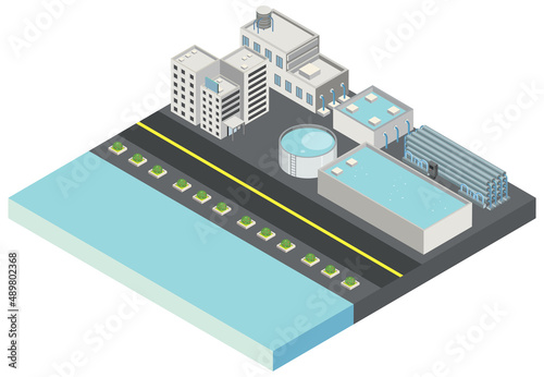 Isometric industrial area of desalination plant