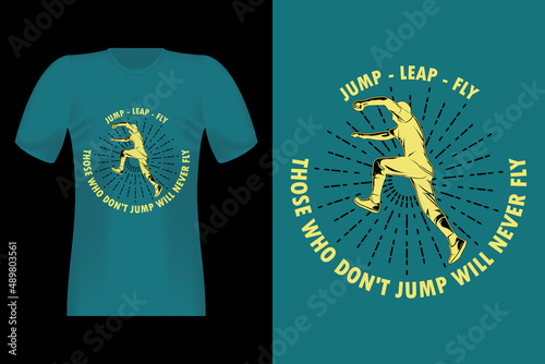 Parkour Jump Leap Fly Silhouette Vintage T-Shirt Design