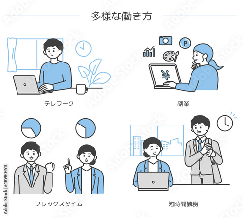 多様な働き方のイメージイラスト素材