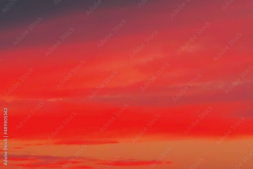 Obraz premium 赤い染物のような鮮彩な夕焼け