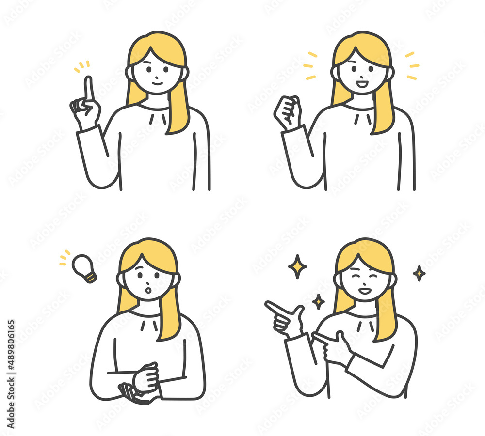 女性社員のポジティブな表情のイラスト素材 女性社員のポジティブな表情のイラスト素材