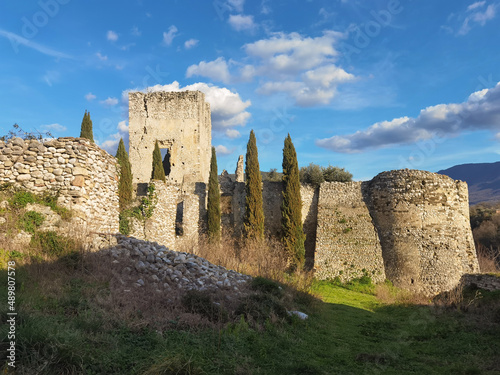 View of the ruins of the old castle of Stazzano Vecchia in Lazio