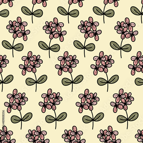 Vector organic floral seamless pattern background, botanical motif, freehand doodles pattern.