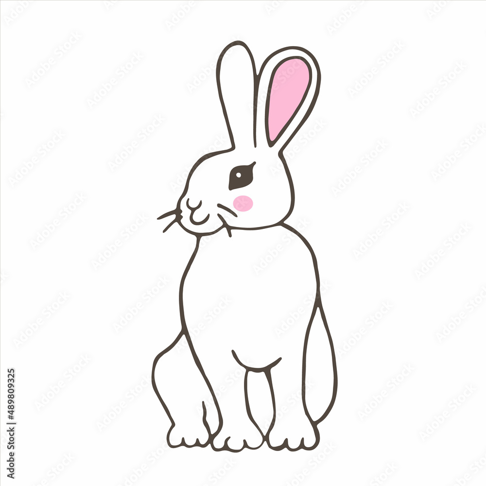 Little cute bunny rabbit vector illustration for easter or children childish greeting card Little cute bunny rabbit vector illustration for easter or children childish greeting card