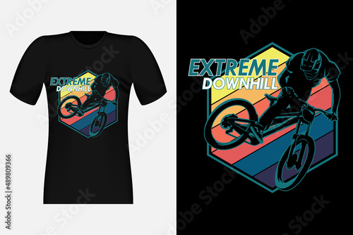 Extreme Downhill Silhouette Vintage T-Shirt Design
