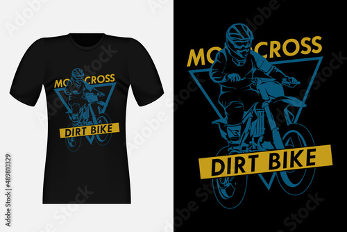 Motocross Adventure Dirt Bike Silhouette Vintage T-Shirt Design