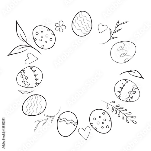 Black and white vector illustration on the theme of easter