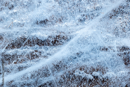 Abstract background of ice structure in a frozen lake landscape. Farnebofjarden national park in northof Sweden.