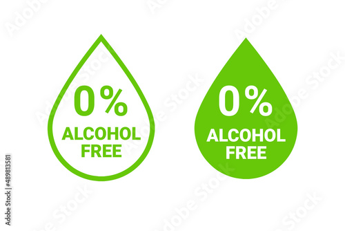 Alcohol free label icon. Zero alcohol icon pharmacy symbol