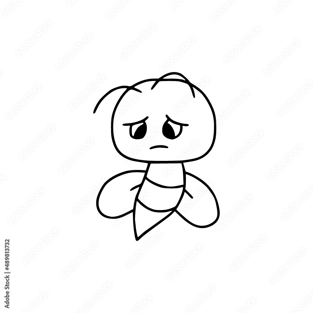 Cute little bee hand drawn icon isolated on white background Cute little bee hand drawn icon isolated on white background