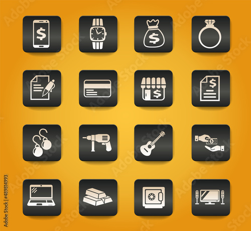 pawn shop icon set