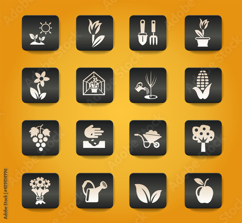 plants tools icon set