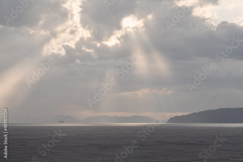 Landscape image of the sea and the sun light in the sky