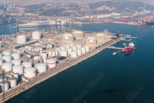 Industrial seaport on sunny day