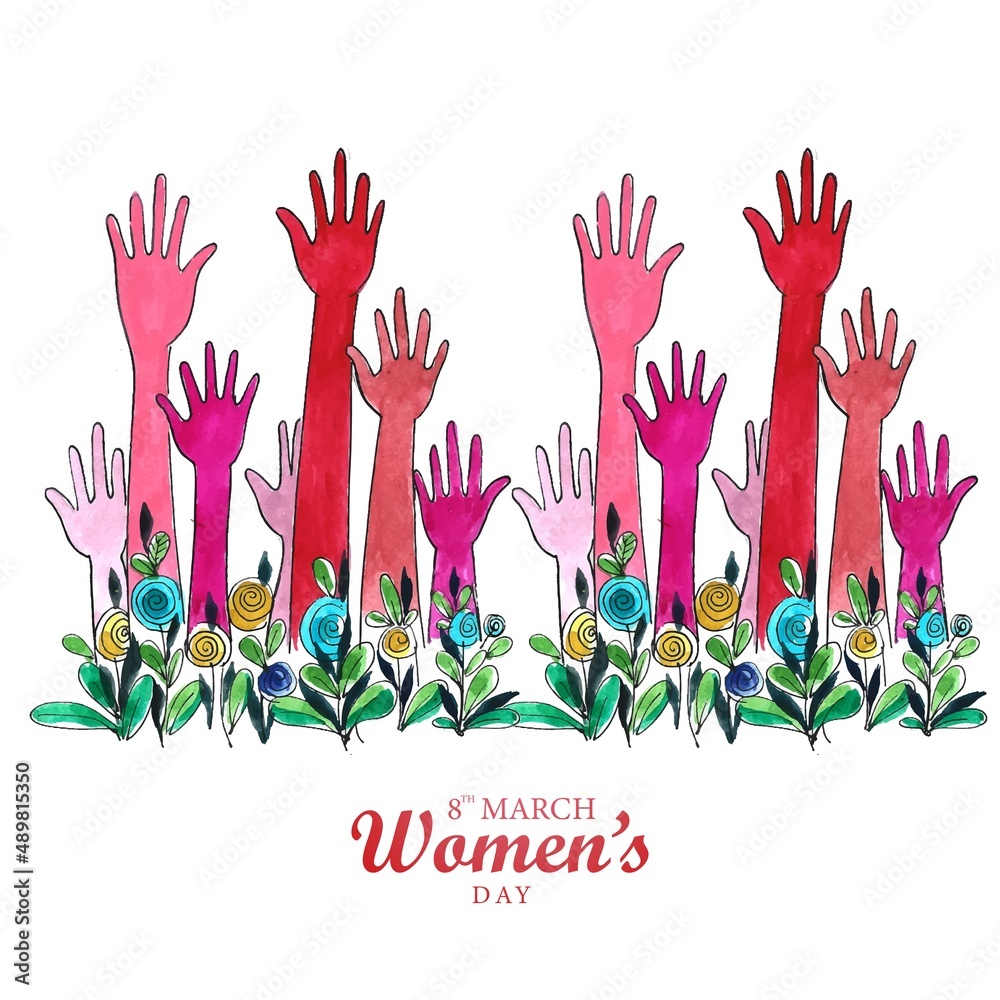 .Beautiful womens hands showing in happy womens day card design