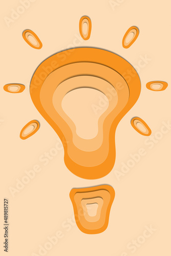 Paper cut lamp, Paper art cartoon light bulb in realistic trendy craft style, Light bulb idea concept.