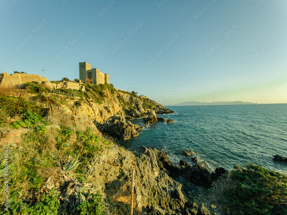 fortress on a cliff overlooking the sea