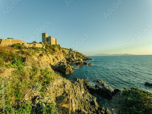 fortress on a cliff overlooking the sea