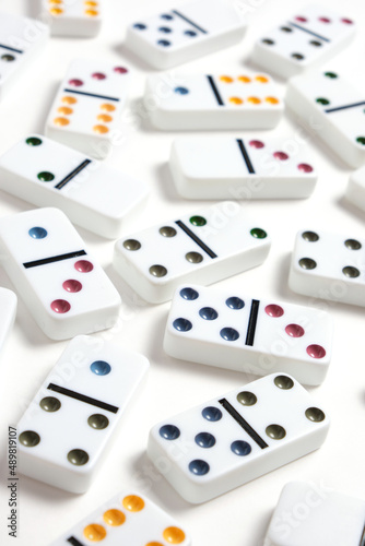 Dominoes with colorful coloring on a white background.