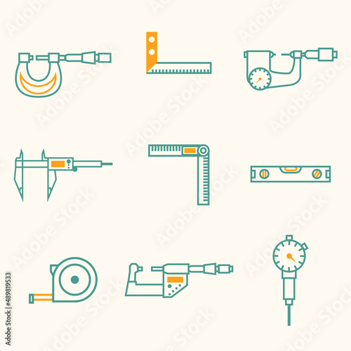 Measuring And Micrometer Tool Line Set - Vector
