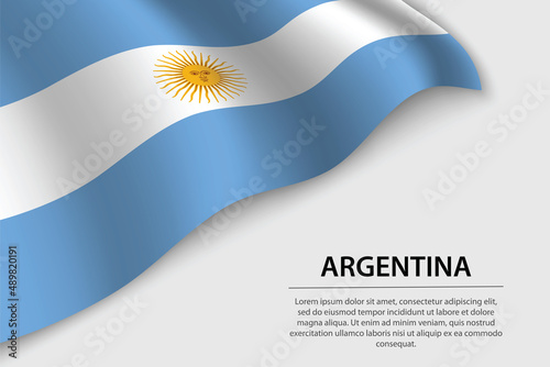 Wave flag of Argentina on white background. Banner or ribbon vector template