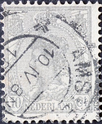 Netherlands - circa 1899 a postage stamp from the Netherlands , showing a portrait of Queen Wilhelmina (1880-1962) photo