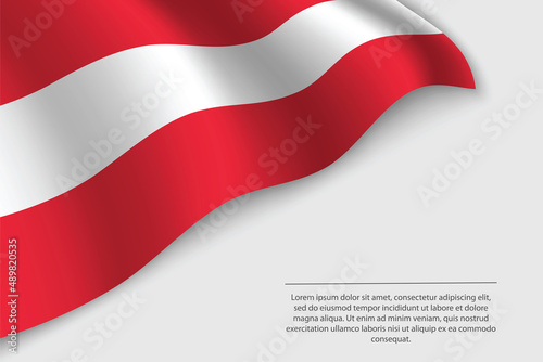 Wave flag of Austria on white background. Banner or ribbon vector template