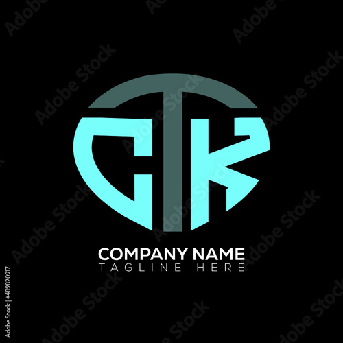 CTK logo monogram isolated on circle element design template, CTK letter logo design on black background. CTK creative initials letter logo concept.  CTK letter design. photo