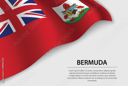 Wave flag of Bermuda on white background. Banner or ribbon vector template