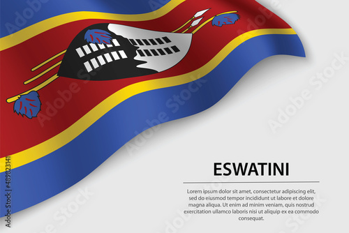 Wave flag of Eswatini on white background. Banner or ribbon vector template photo