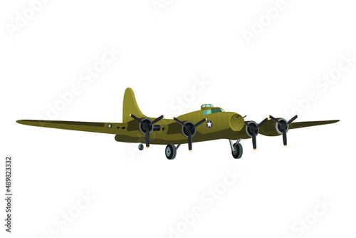 Memphis Belle plane isolated on the white background. Vector illustration. Military historic bomber