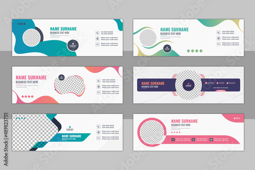 Email signature template design bundle. Corporate email signature template with an author photo place modern layout