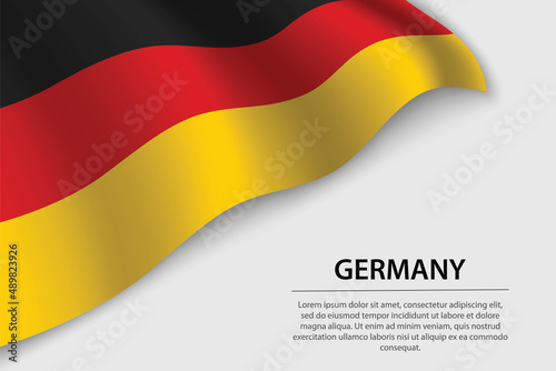 Wave flag of Germany on white background. Banner or ribbon vector template