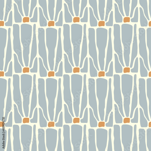 Mid century modern bohemian organic flower seamless pattern. Retro scandinavian style. Perfect for fabric design, packaging and branding projects, art prints, wallpaper and wrapping paper.