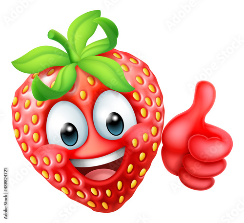Strawberry Cartoon Emoticon Emoji Mascot Icon