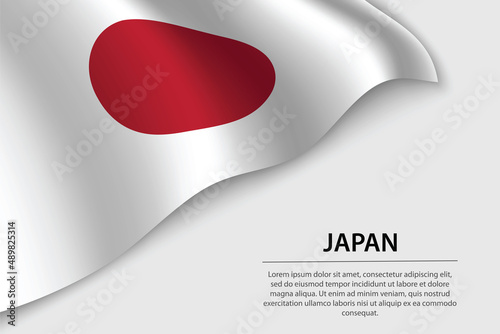Wave flag of Japan on white background. Banner or ribbon vector template