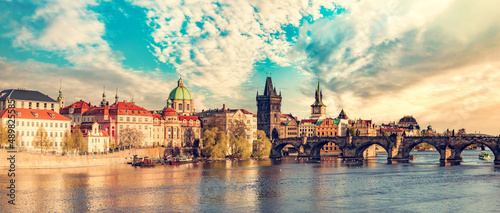 Prague, Czech Republic with Charles Bridge panorama