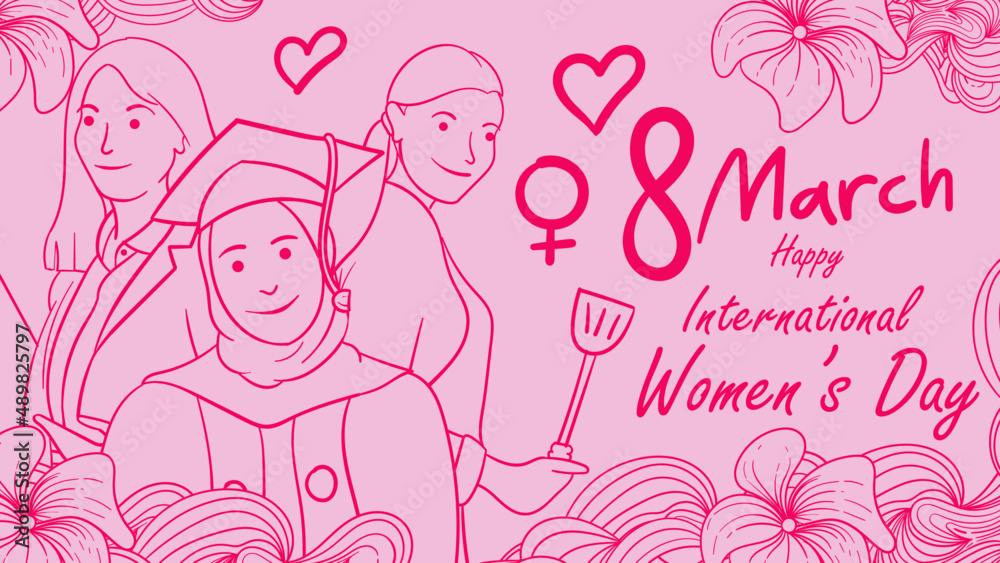 Handdrawn ilustration of International women's day. Handdrawn ilustration of International women's day.