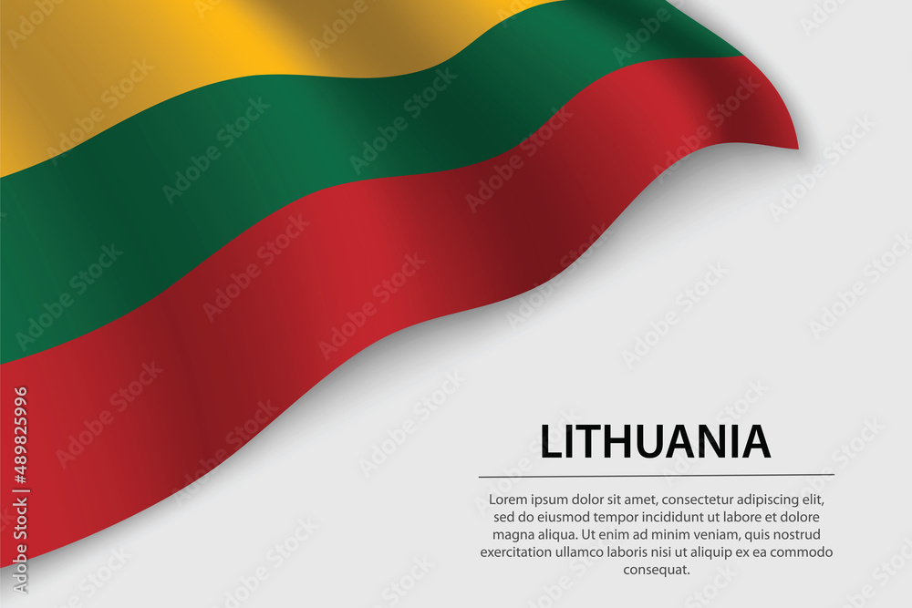 Wave flag of Lithuania on white background. Banner or ribbon vector template Wave flag of Lithuania on white background. Banner or ribbon vector template