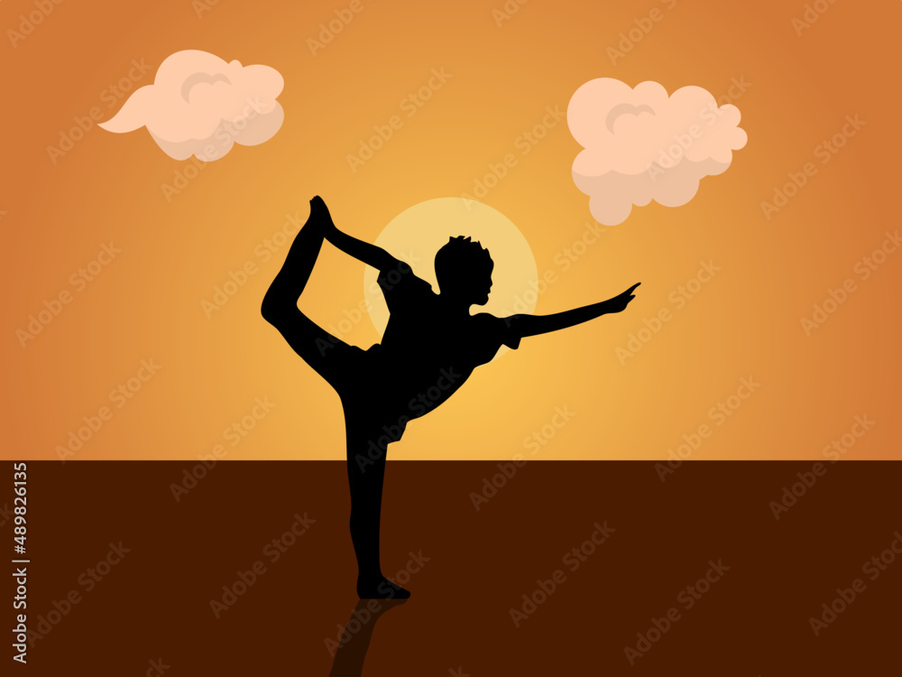 silhouette of a person doing a yoga pose