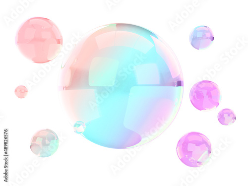 虹色のシャボン玉の3Dイラストレーション