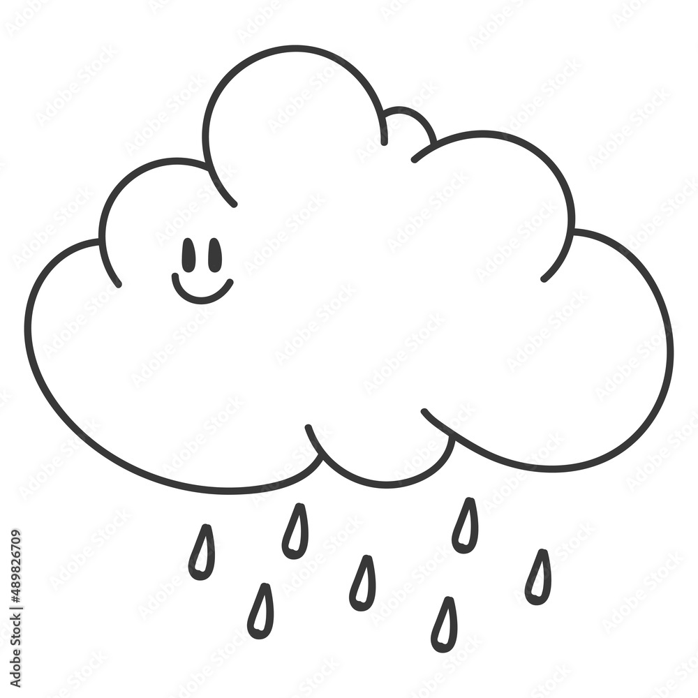 Cute Happy Cloud with Rain Drops. spring or autumn weather Cute Happy Cloud with Rain Drops. spring or autumn weather