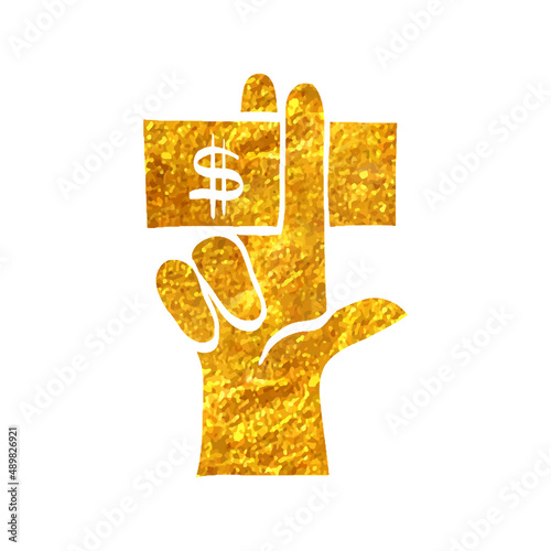 Hand drawn gold foil texture icon Service tip