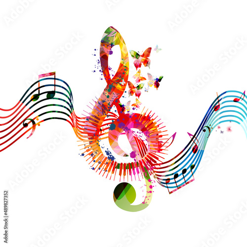 Piano keys with G-clef isolated for live concert events, music festivals and shows posters, party flyers. Musical promotional poster for composing colorful vector illustration