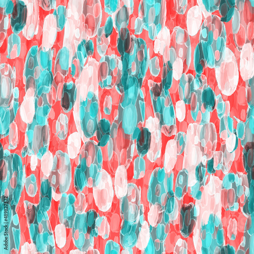 Creative seamless pattern with beautiful bright abstract elements. Colorful texture for any kind of a design. Graphic abstract background. Contemporary art. Trendy modern style. Oil paint effect. 