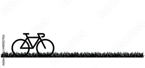 Cycling line pattern banner. World Bicycle day race tour. Sport icon. Cyclist logo sign. Cycling symbol Funny vector bike. Sports finish symbol. Cartoon sportswear. Mountain biker, touring route.