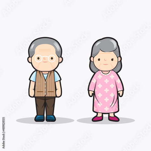 senior man and women kawaii design vector